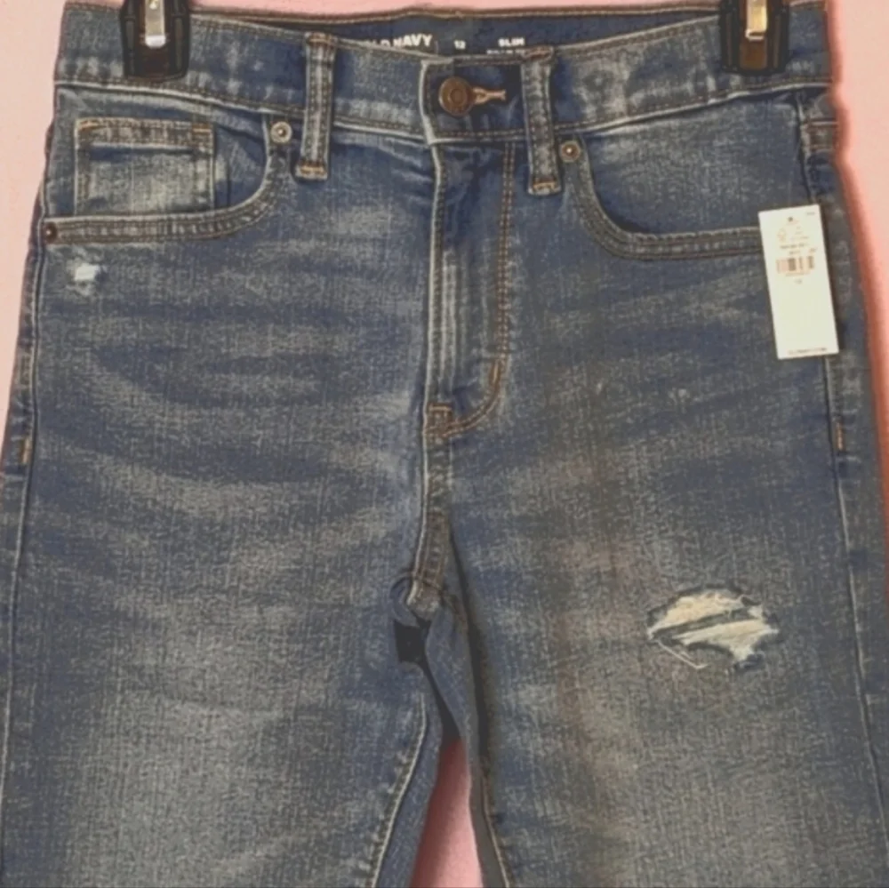 Old Navy Kids 360 Stretch Slim Built in Tough Blue Jeans size 12